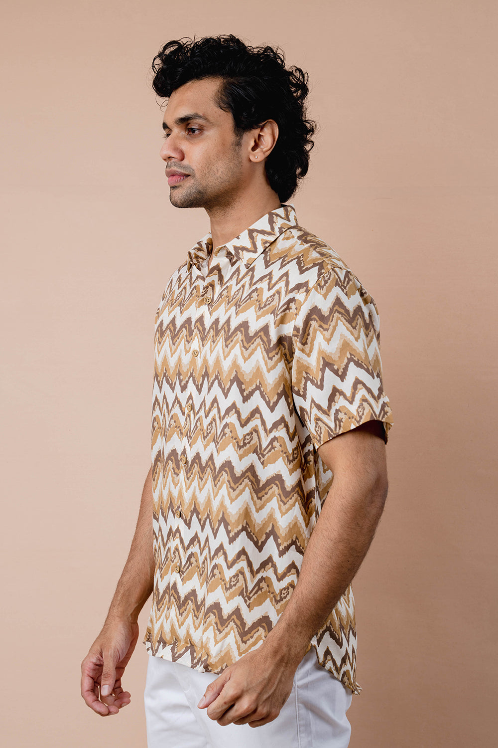 Brown Printed Half Sleeve Shirt - COCO by Cotton Collection