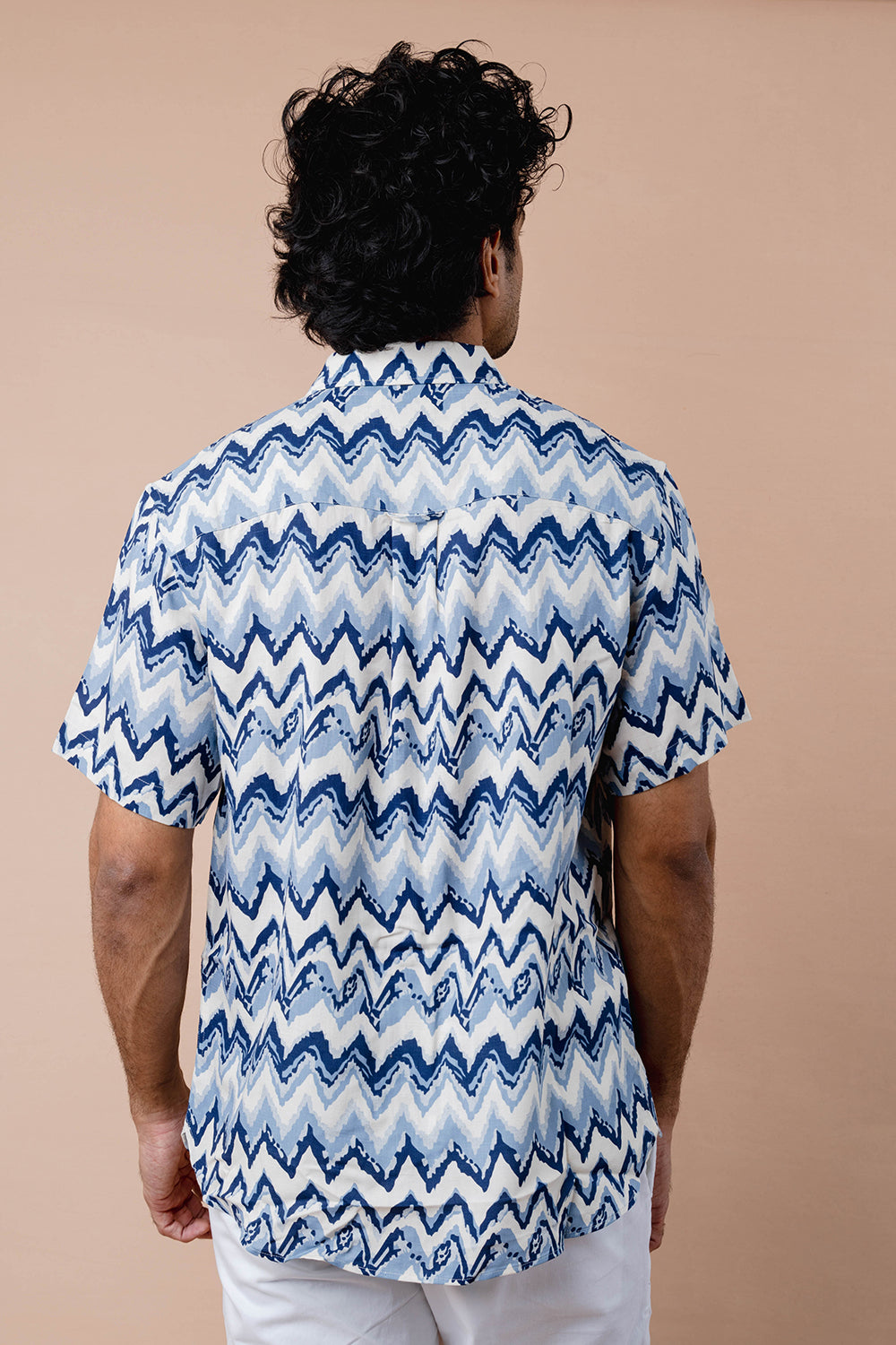 Blue Printed Half Sleeve Shirt - COCO by Cotton Collection