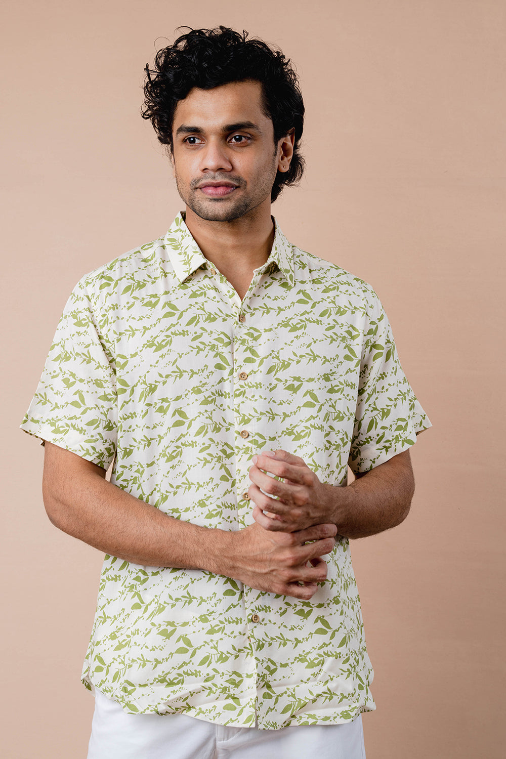 Green Printed Half Sleeve Shirt - COCO by Cotton Collection