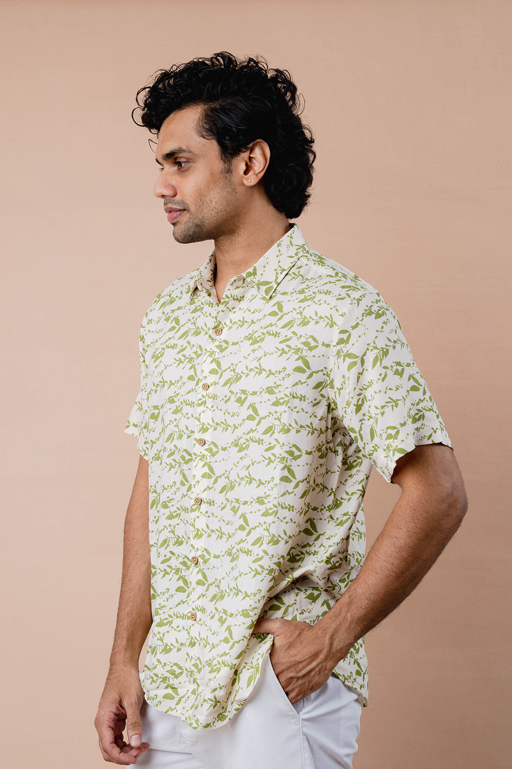 Green Printed Half Sleeve Shirt - COCO by Cotton Collection