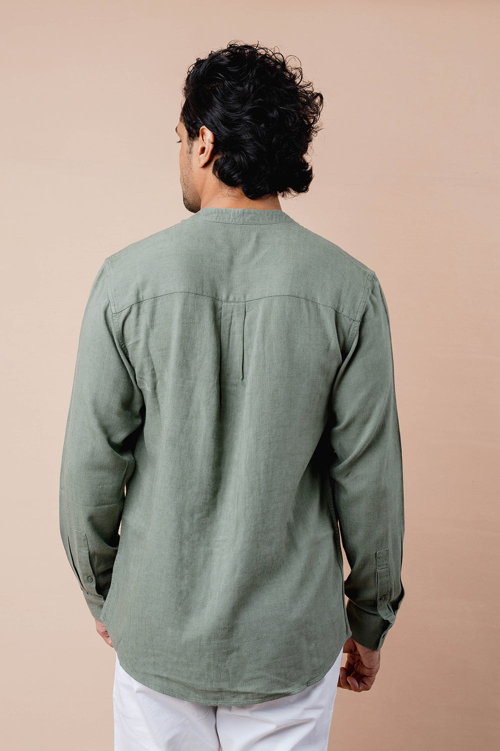 Mandarin Collar Full Sleeve Linen Shirt - COCO by Cotton Collection