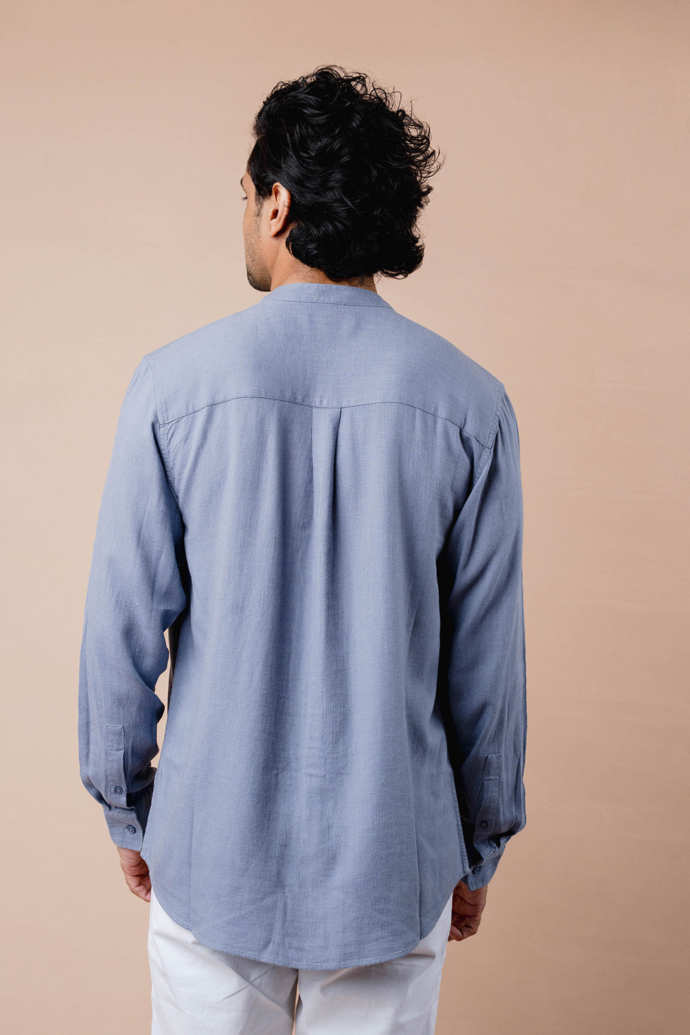 Mandarin Collar Full Sleeve Linen Shirt - COCO by Cotton Collection