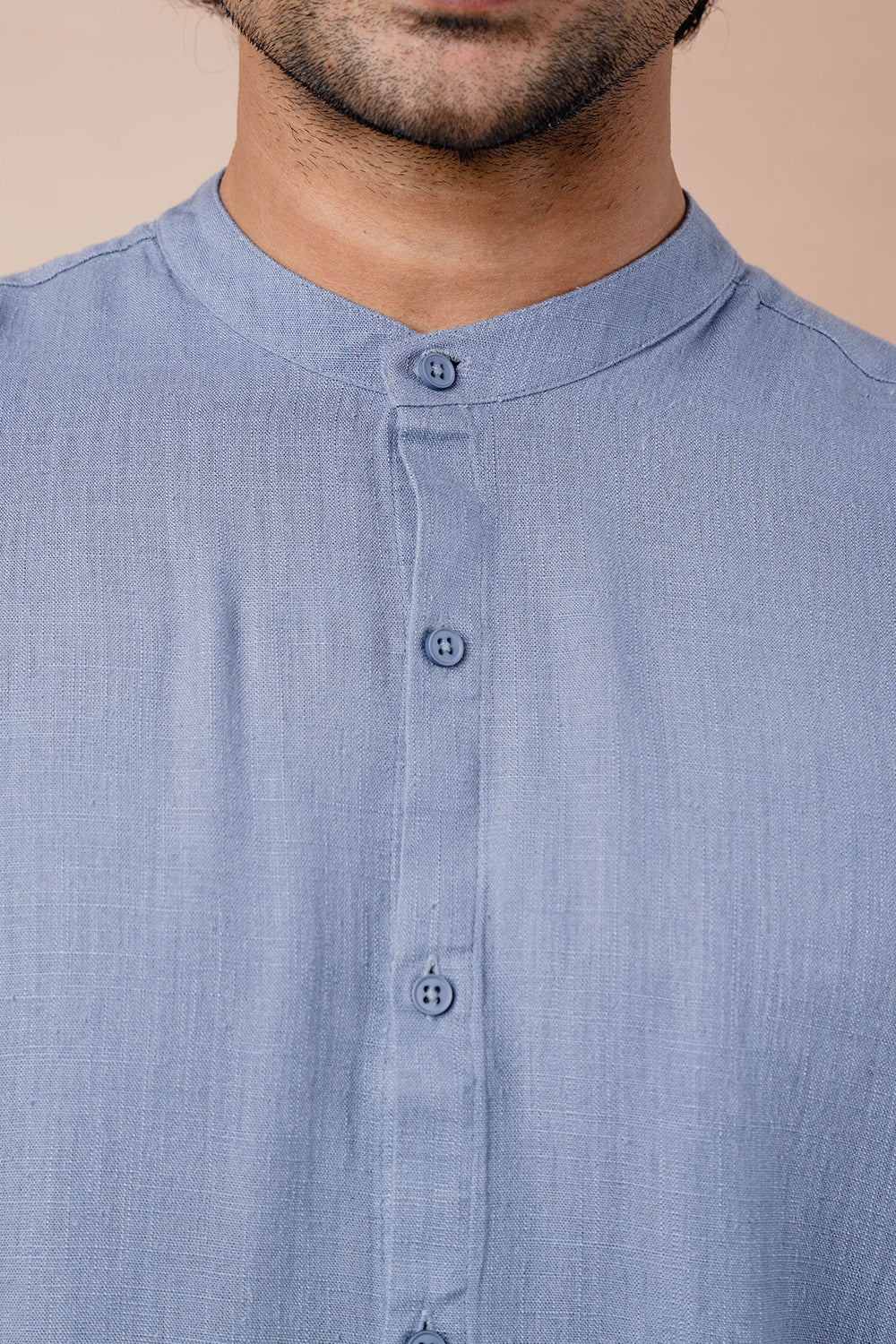 Mandarin Collar Full Sleeve Linen Shirt - COCO by Cotton Collection