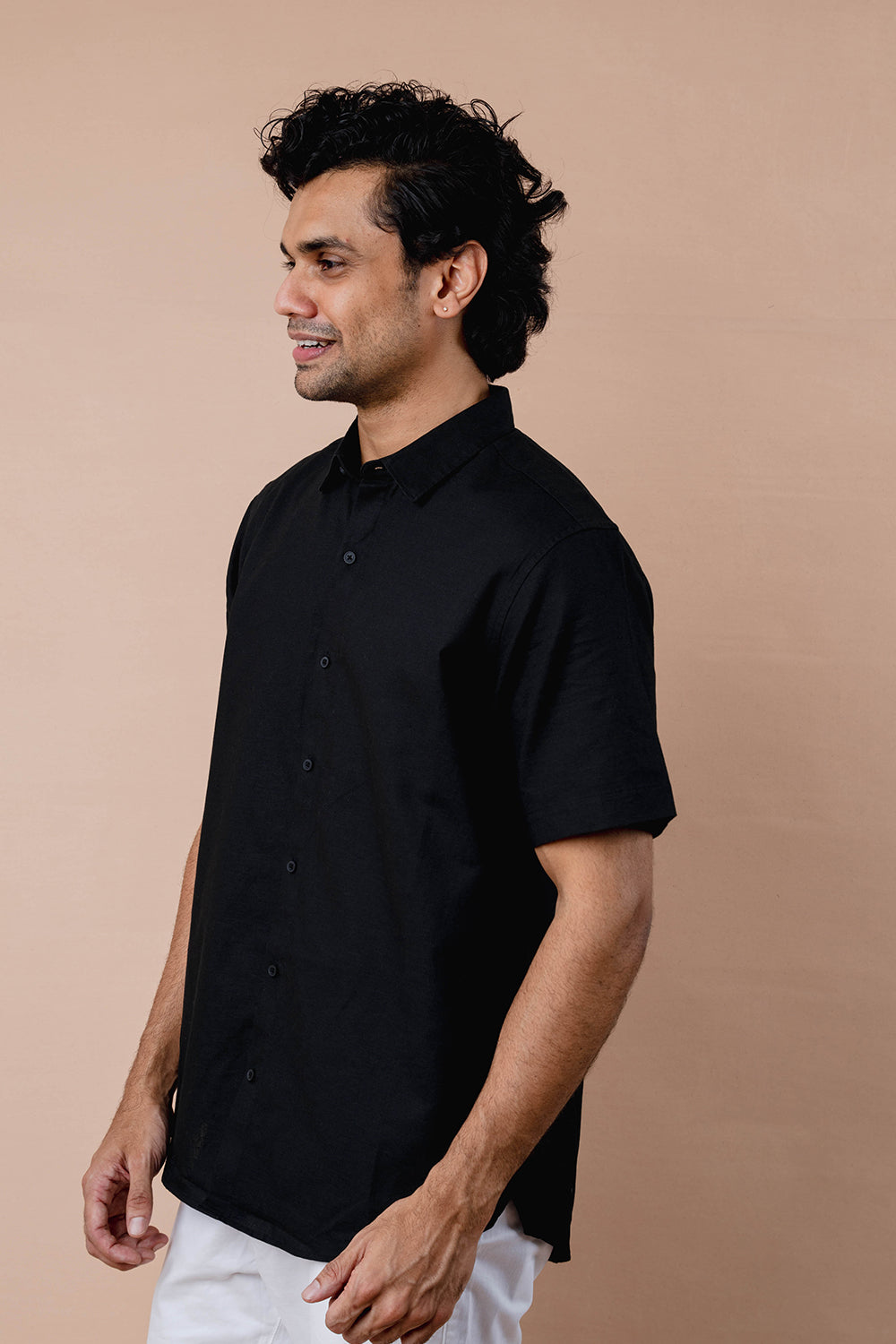 Regular Collar Half Sleeve Linen Shirt - COCO by Cotton Collection