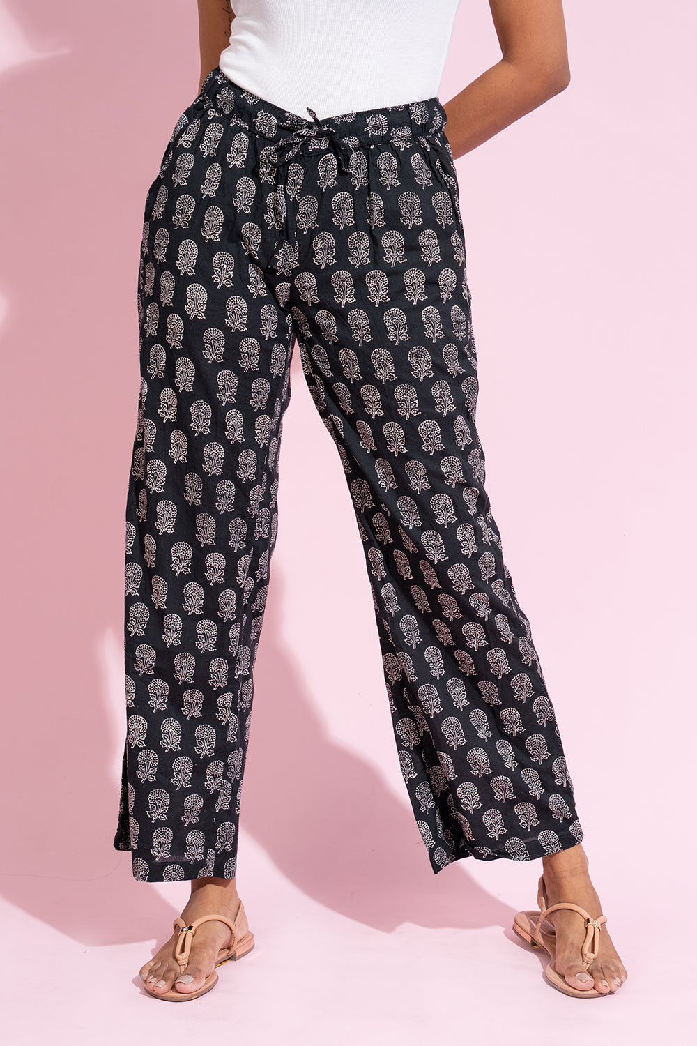 Black Hand Printed Pants - COCO by Cotton Collection