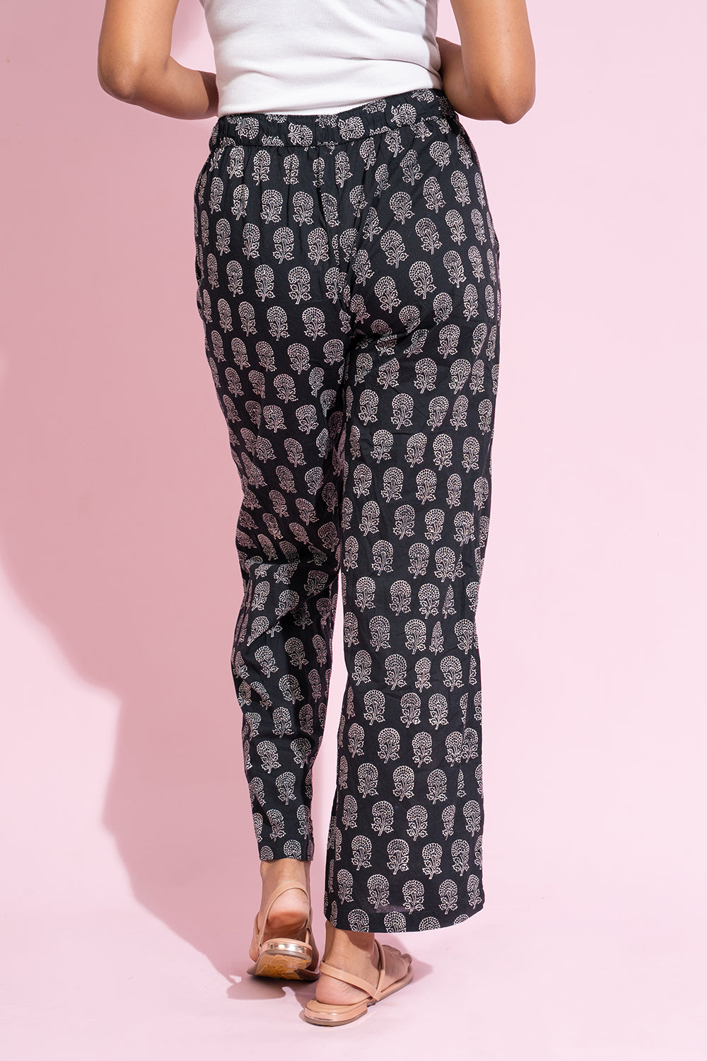 Black Hand Printed Pants - COCO by Cotton Collection