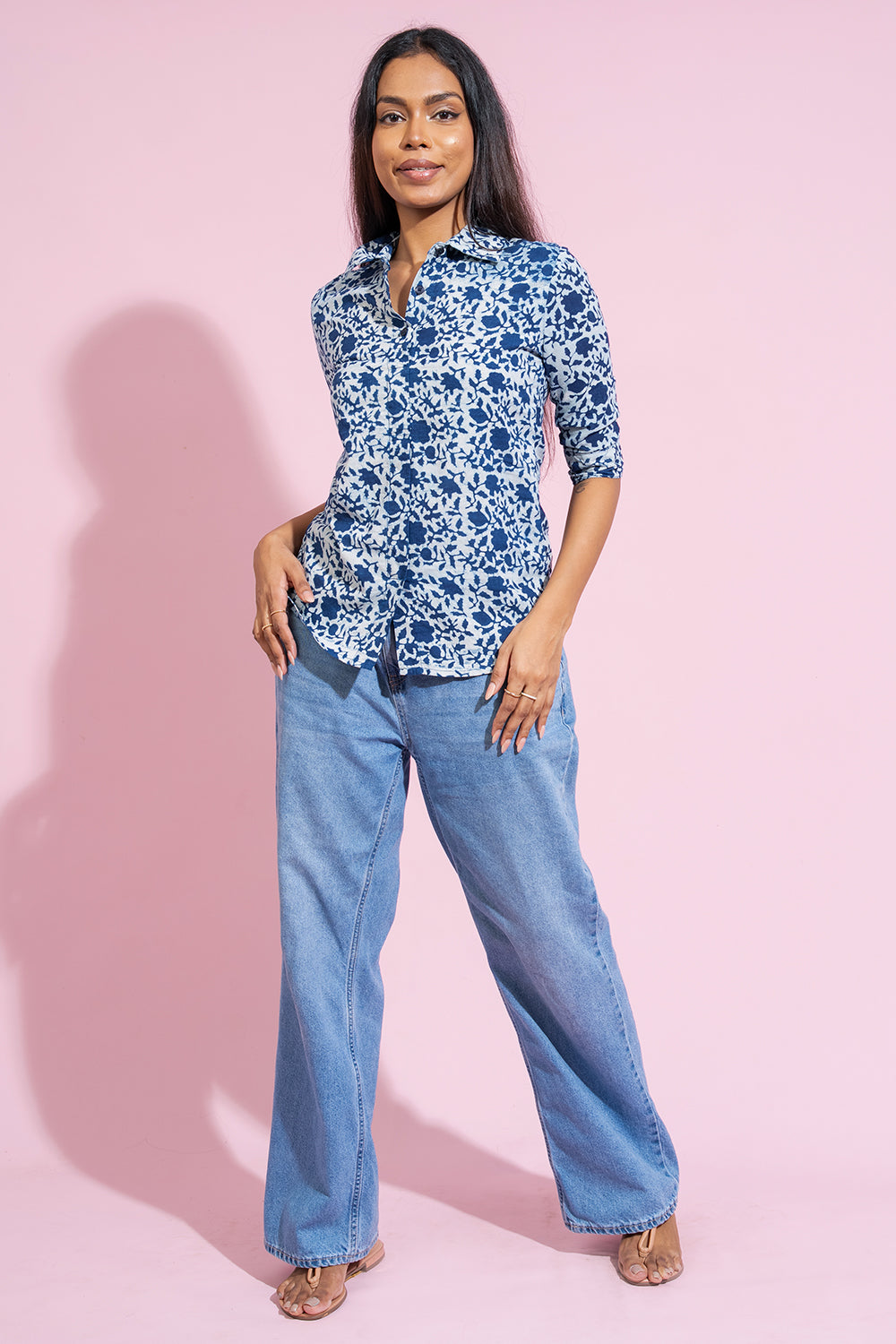 Navy Hand Printed Top - COCO by Cotton Collection