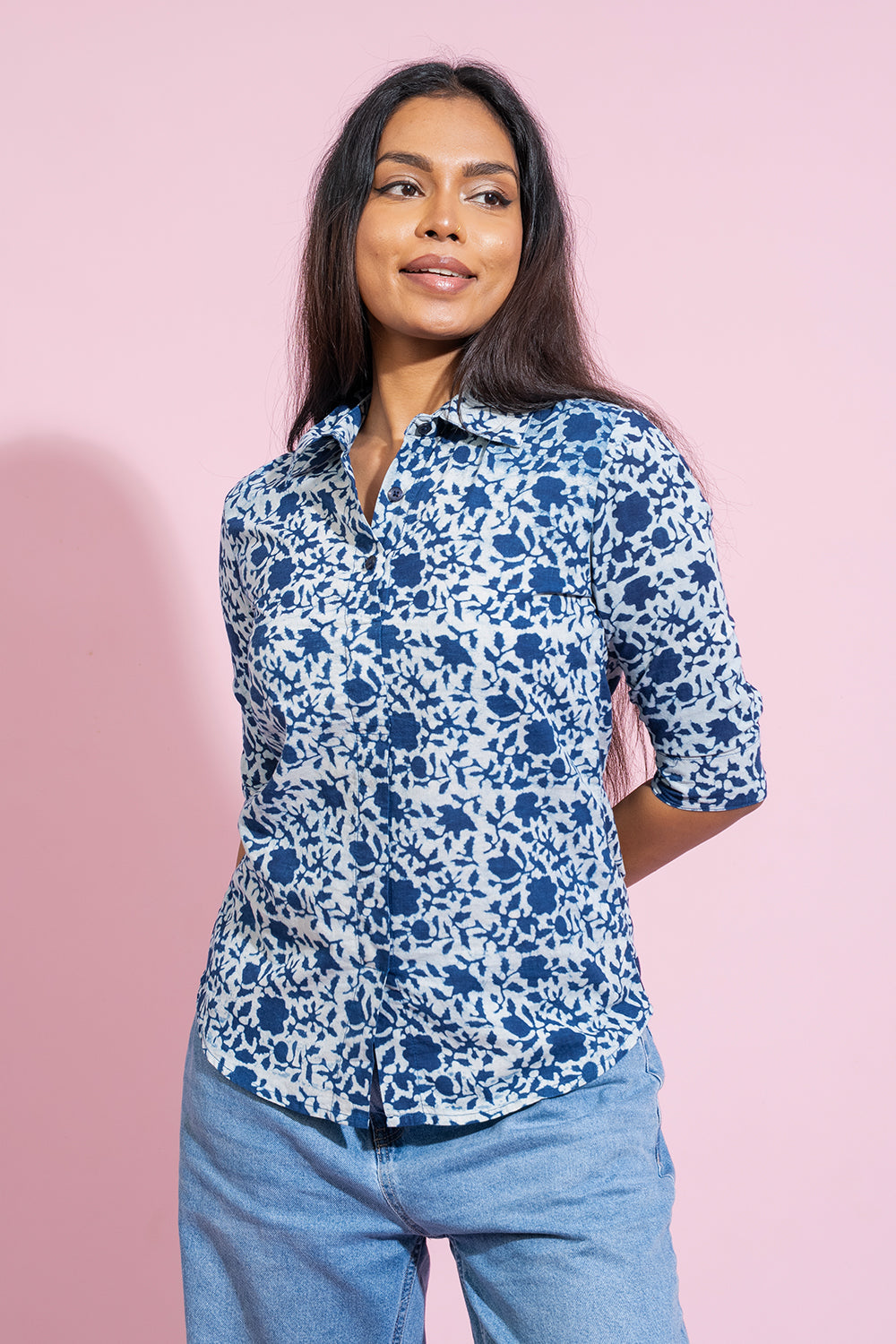 Navy Hand Printed Top - COCO by Cotton Collection