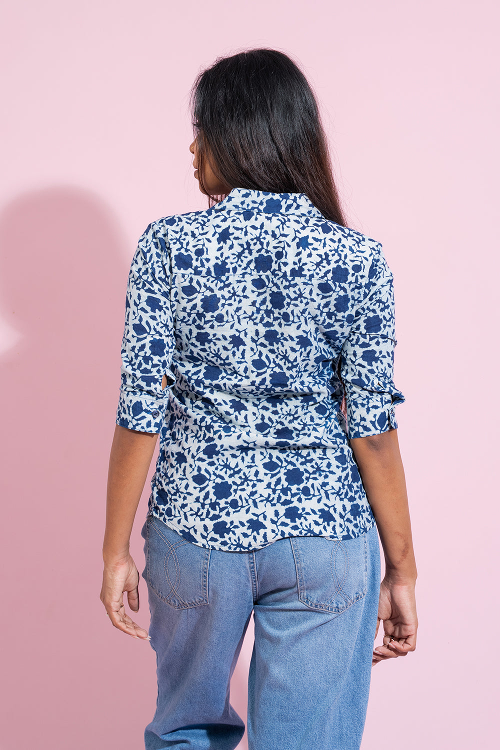 Navy Hand Printed Top - COCO by Cotton Collection