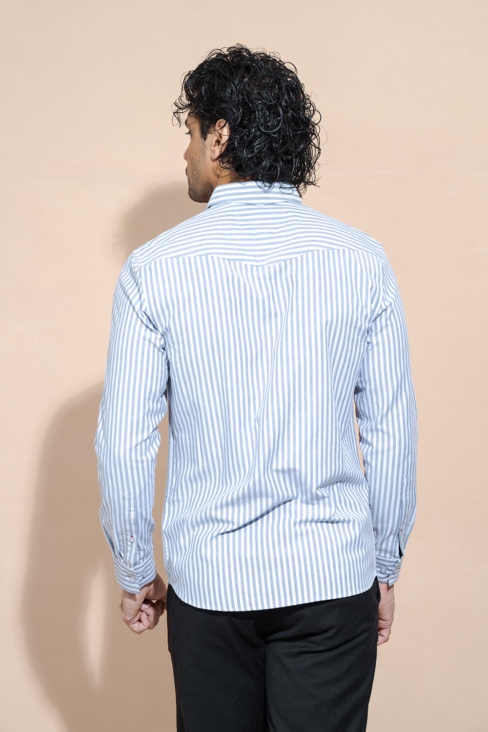 Regular Collar Full Sleeve Black Striped Shirt - COCO by Cotton Collection