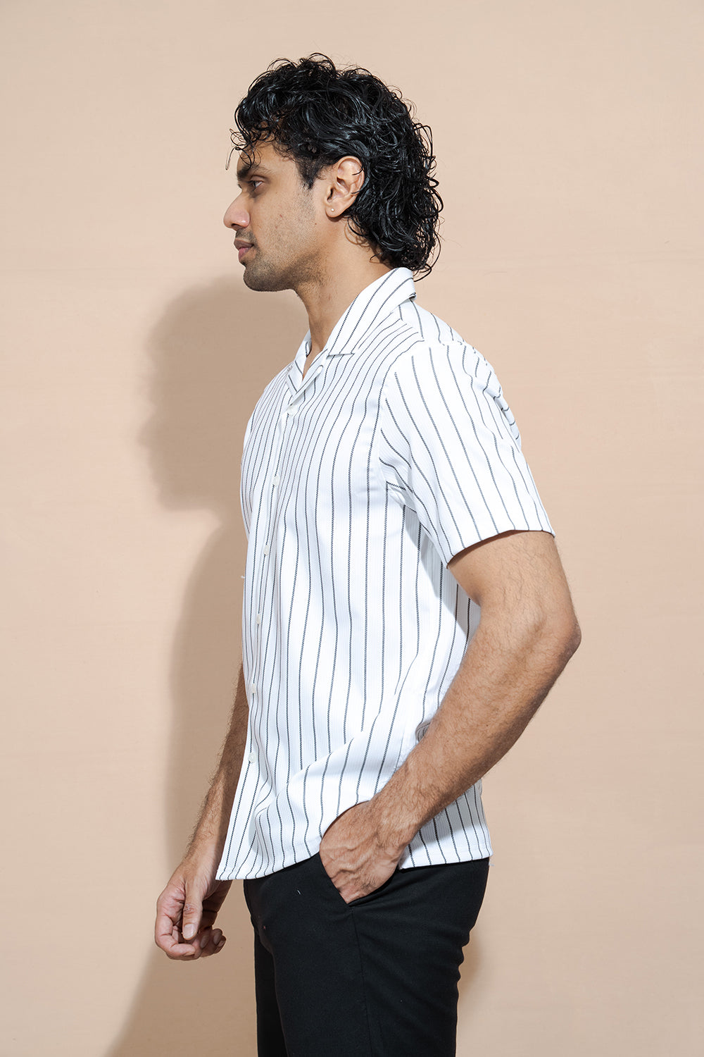 Short Sleeve Striped Regular Collar Shirt - COCO by Cotton Collection
