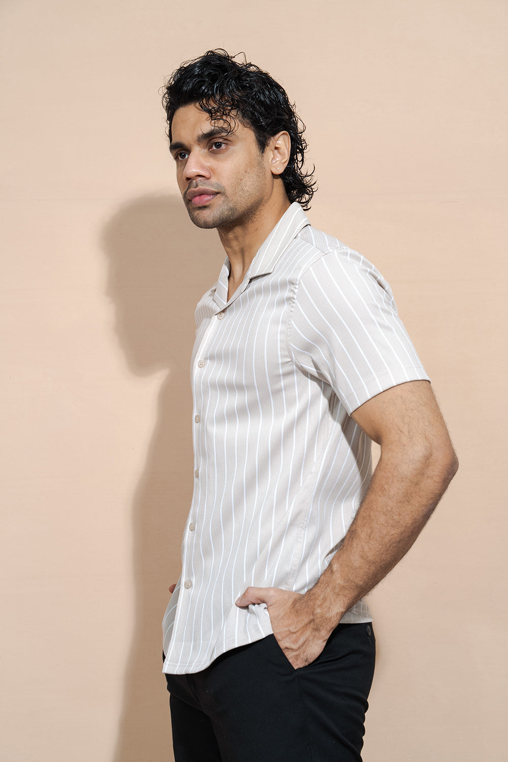 Short Sleeve Striped Regular Collar Shirt - COCO by Cotton Collection