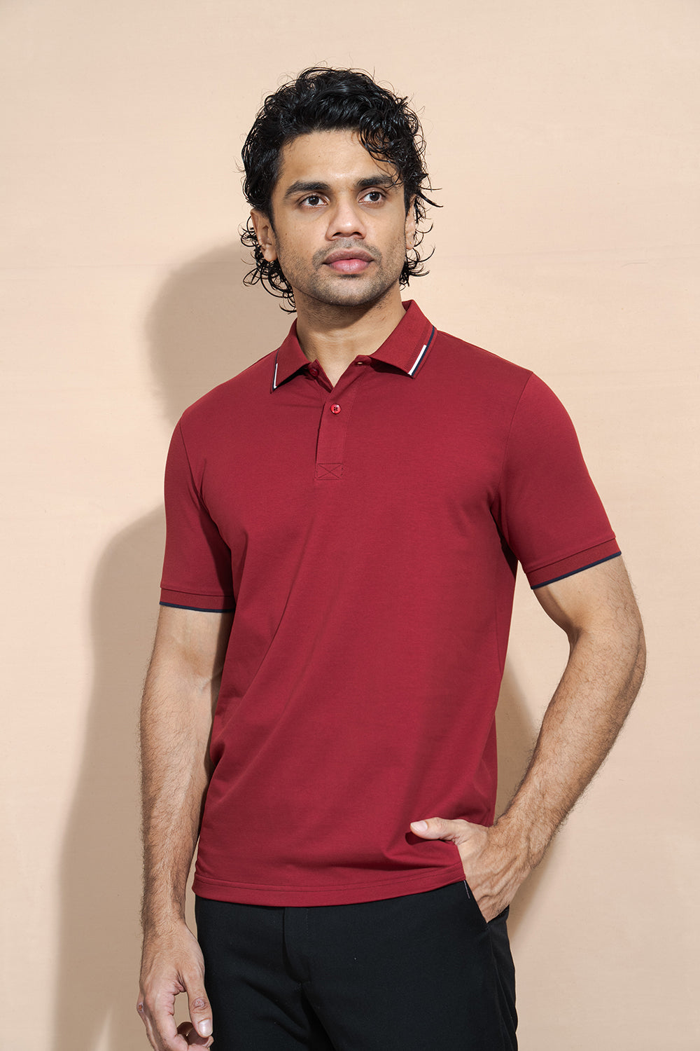 Classic Polo T-Shirt with Structured Collar & Sleeve Accents - COCO by Cotton Collection