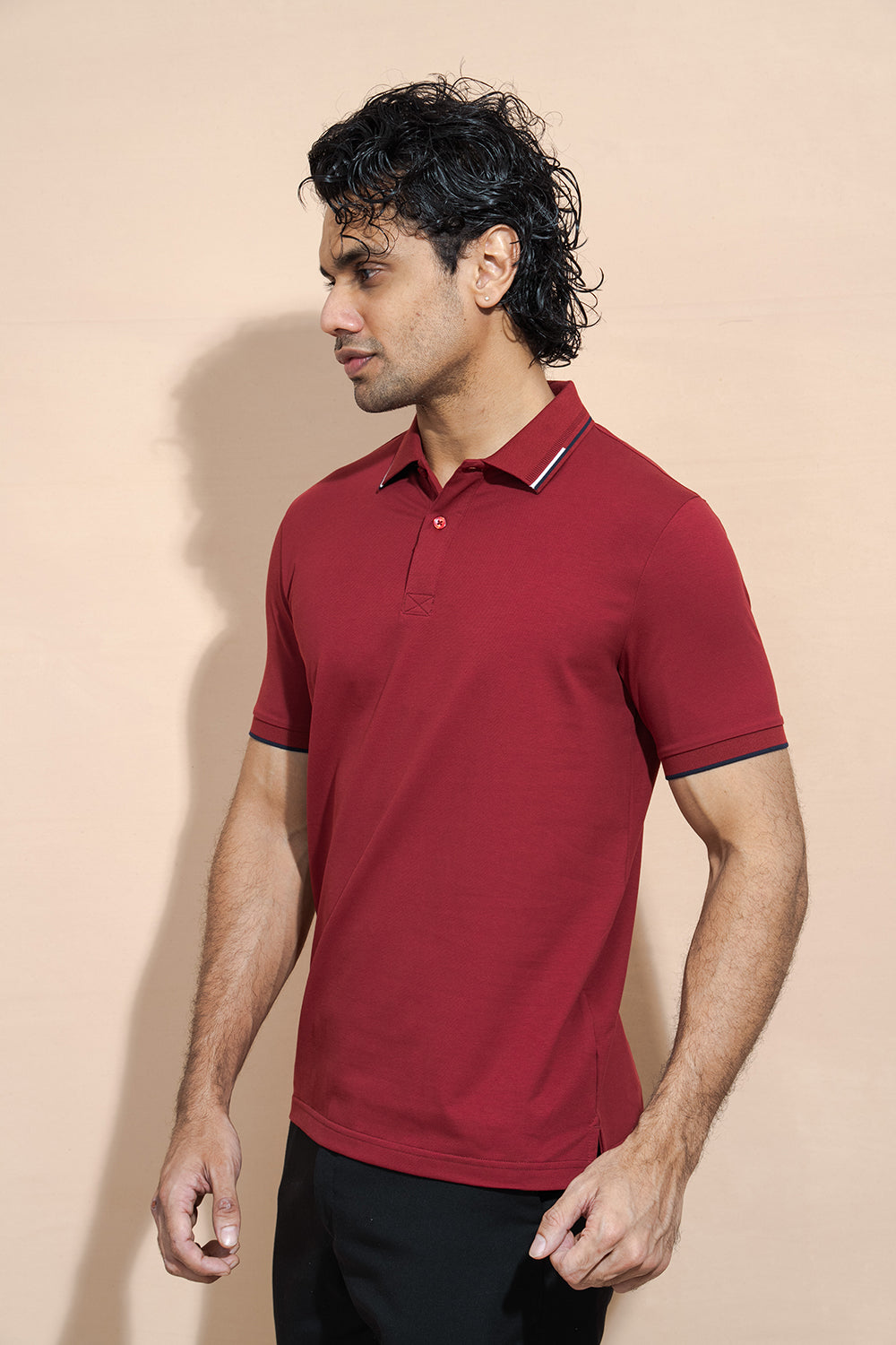 Classic Polo T-Shirt with Structured Collar & Sleeve Accents - COCO by Cotton Collection