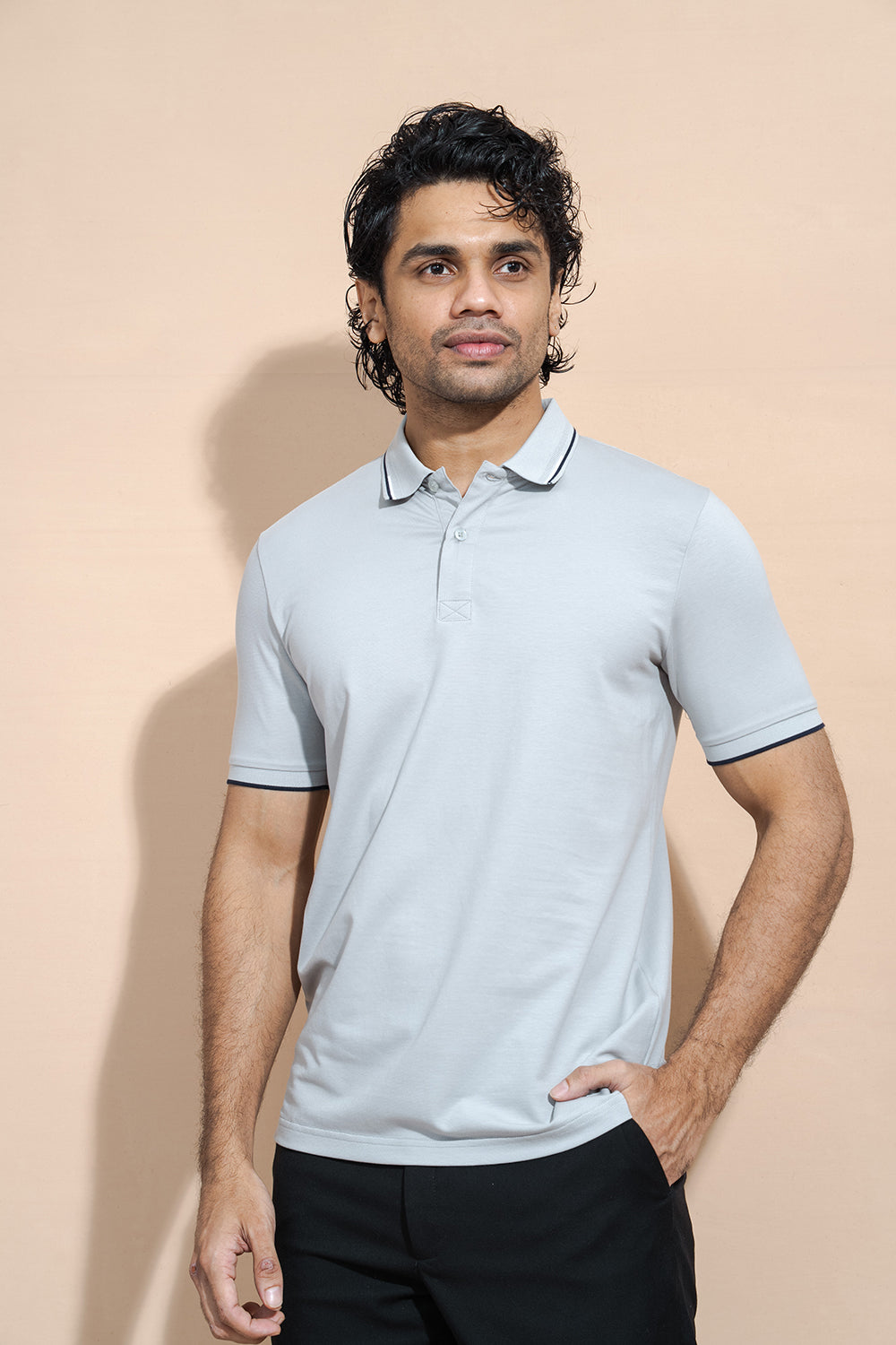 Classic Polo T-Shirt with Structured Collar & Sleeve Accents - COCO by Cotton Collection