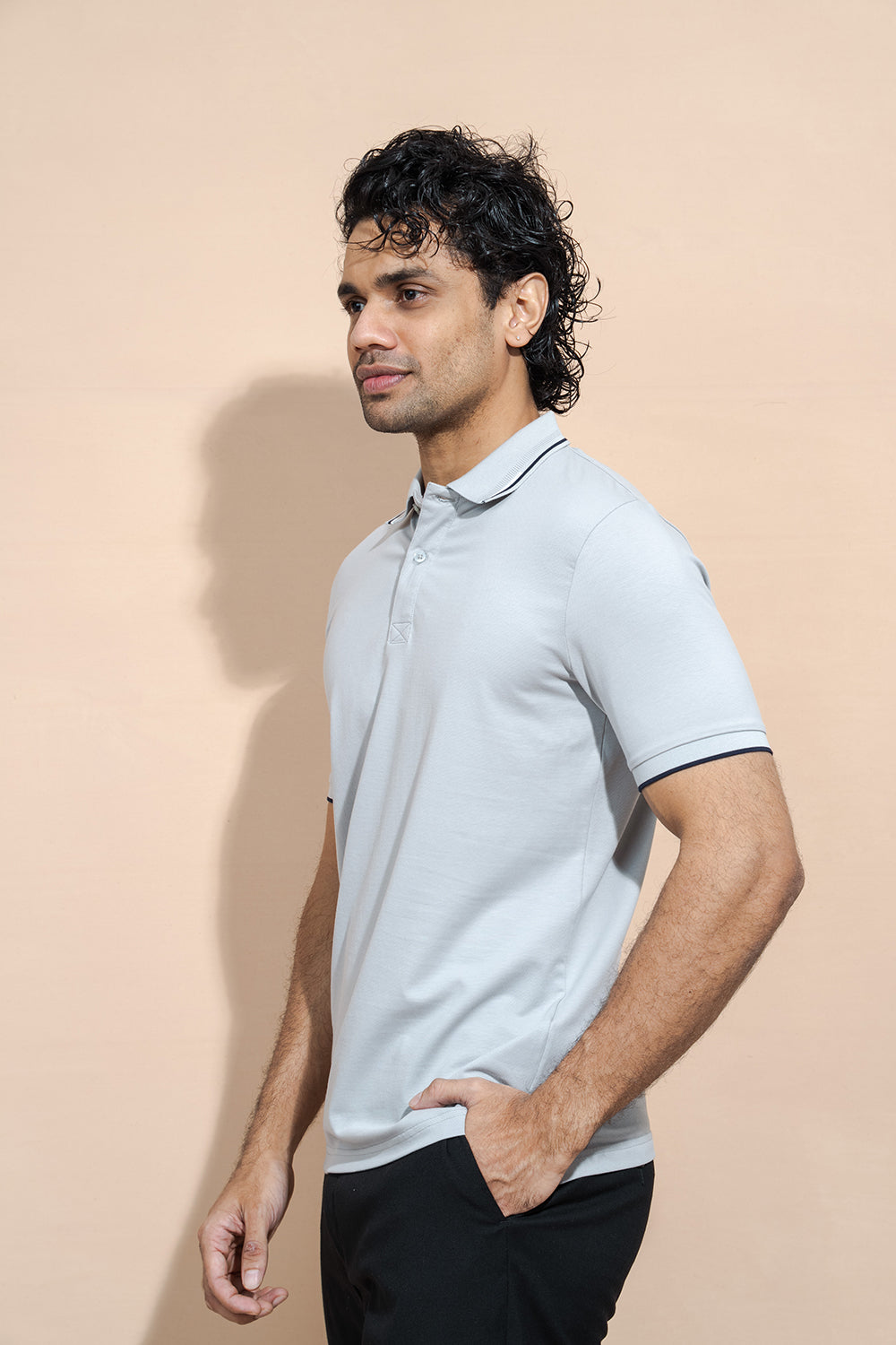 Classic Polo T-Shirt with Structured Collar & Sleeve Accents - COCO by Cotton Collection