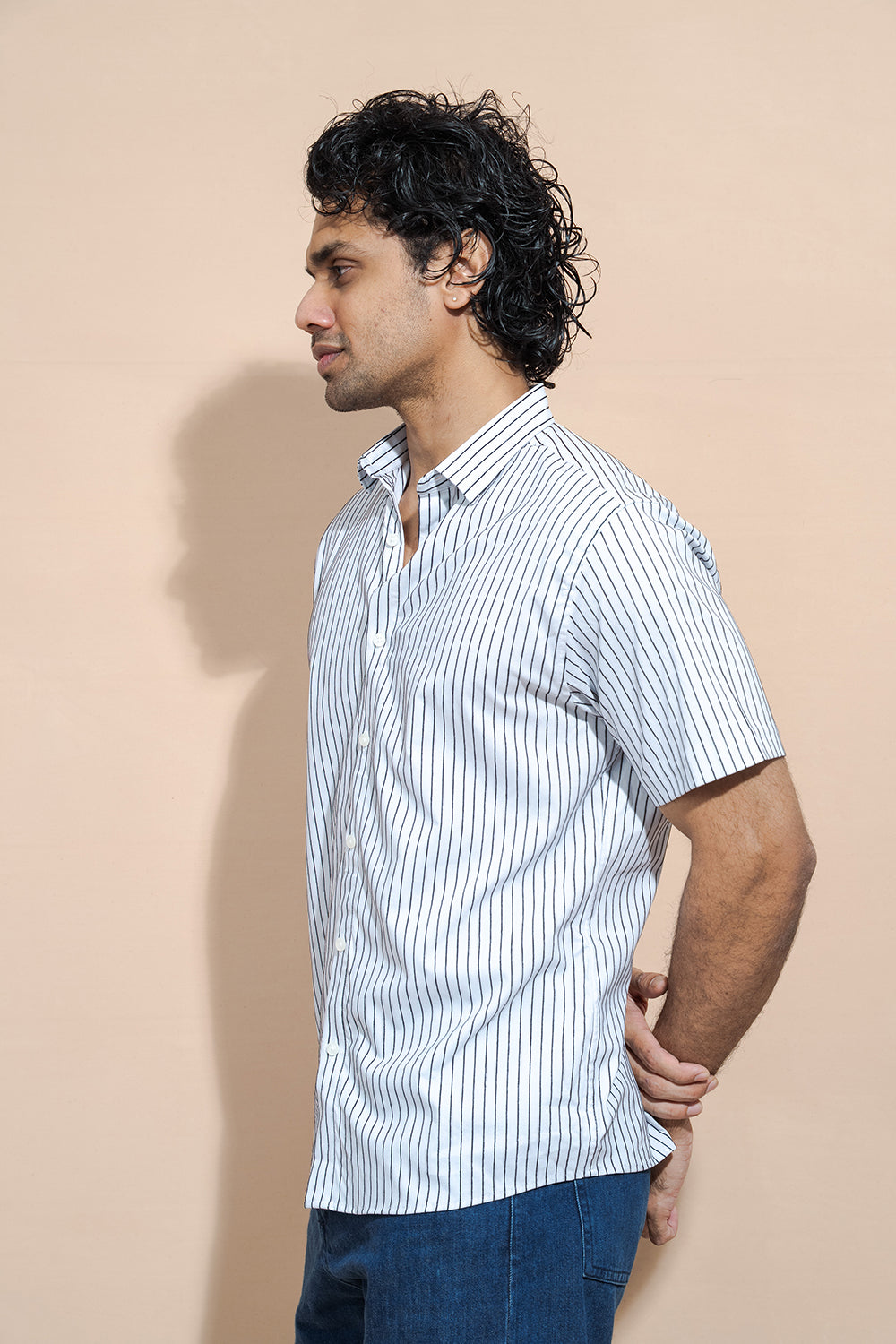 Short Sleeve Striped Regular Collar Shirt - COCO by Cotton Collection