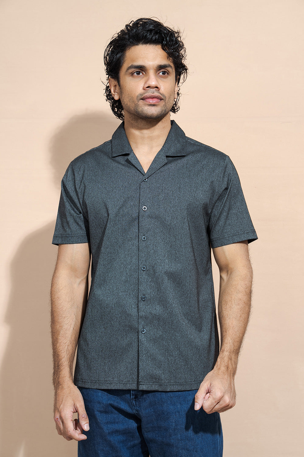 Regular Collar Short Sleeve Button-Down Shirt - COCO by Cotton Collection