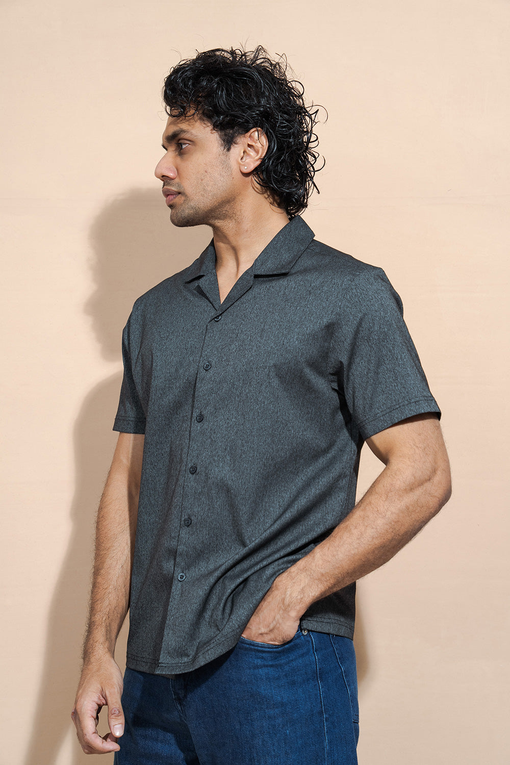 Regular Collar Short Sleeve Button-Down Shirt - COCO by Cotton Collection
