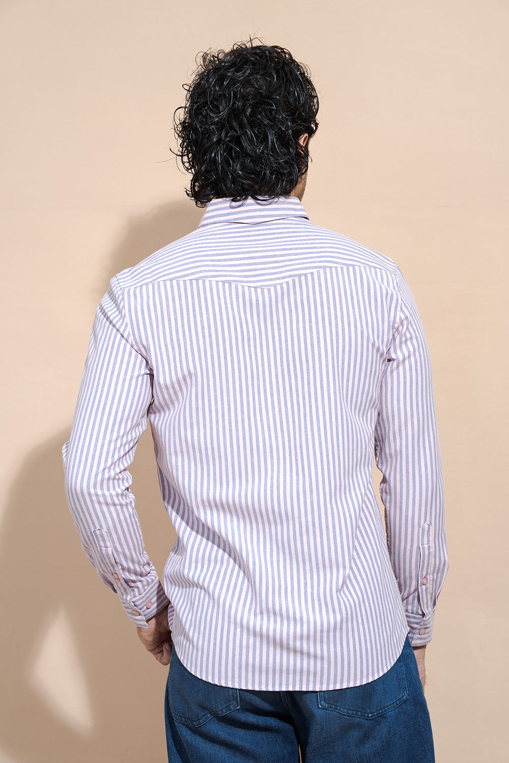 Regular Collar Full Sleeve Blue Striped Shirt - COCO by Cotton Collection