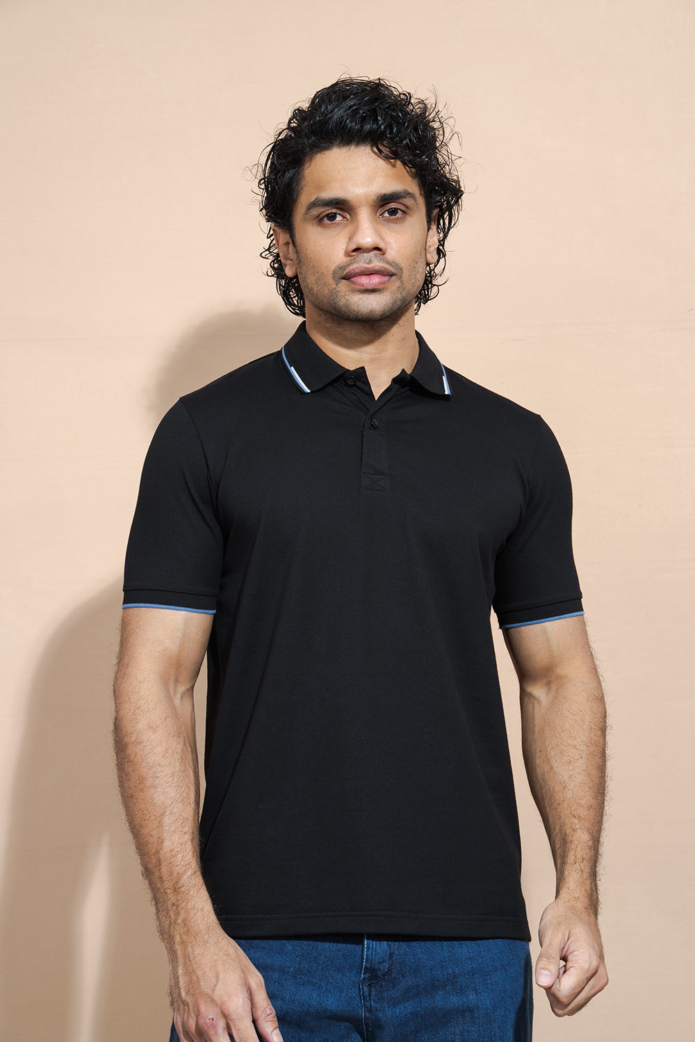 Classic Polo T-Shirt with Structured Collar & Sleeve Accents - COCO by Cotton Collection