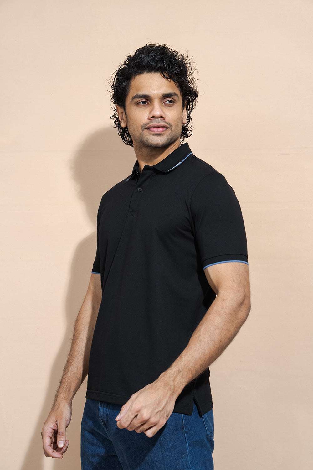 Classic Polo T-Shirt with Structured Collar & Sleeve Accents - COCO by Cotton Collection