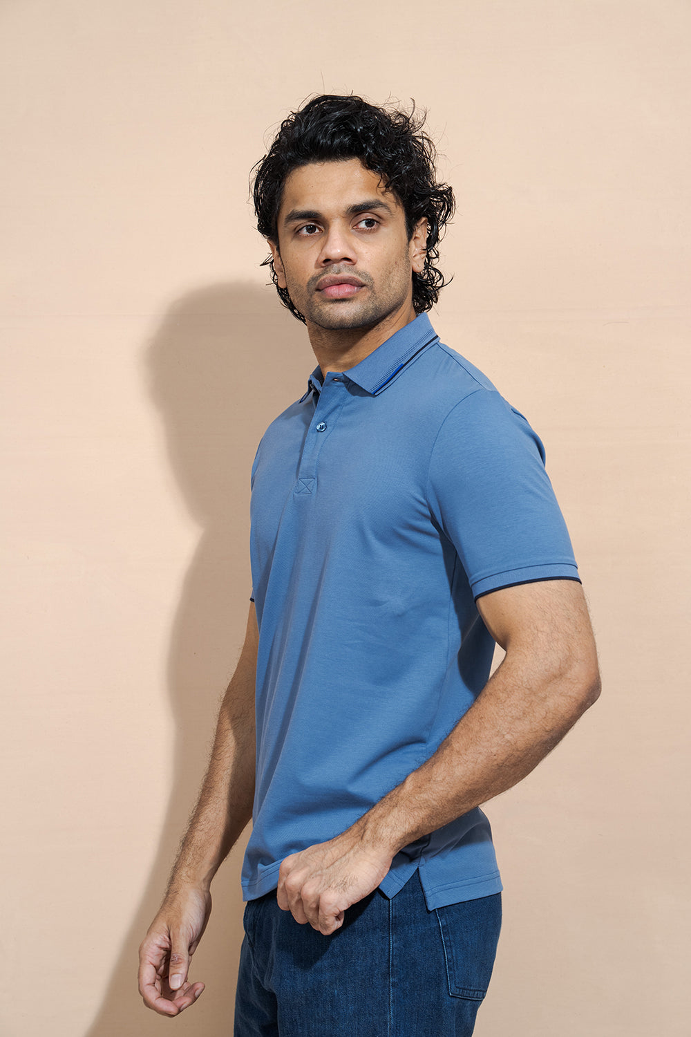 Classic Polo T-Shirt with Structured Collar & Sleeve Accents - COCO by Cotton Collection