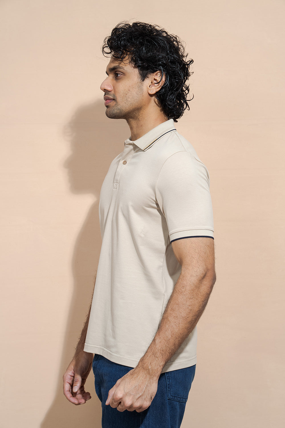 Classic Polo T-Shirt with Structured Collar & Sleeve Accents - COCO by Cotton Collection