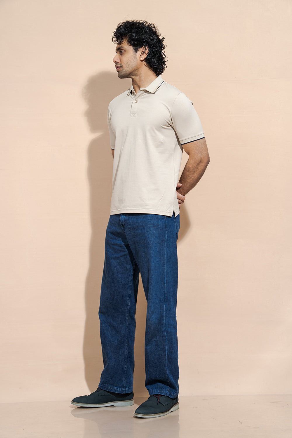 Classic Polo T-Shirt with Structured Collar & Sleeve Accents - COCO by Cotton Collection