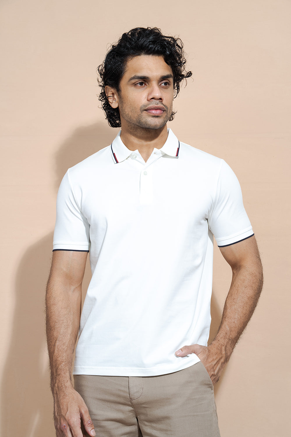 Classic Polo T-Shirt with Structured Collar & Sleeve Accents - COCO by Cotton Collection