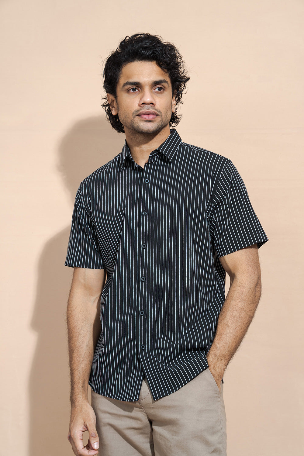 Short Sleeve Striped Regular Collar Shirt - COCO by Cotton Collection