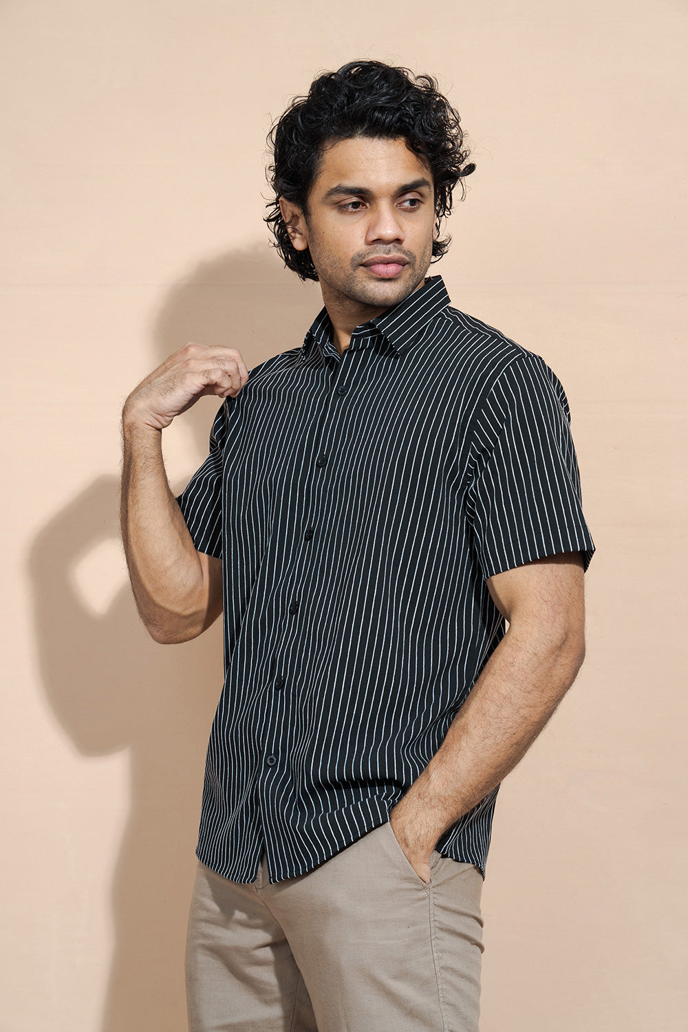 Short Sleeve Striped Regular Collar Shirt - COCO by Cotton Collection