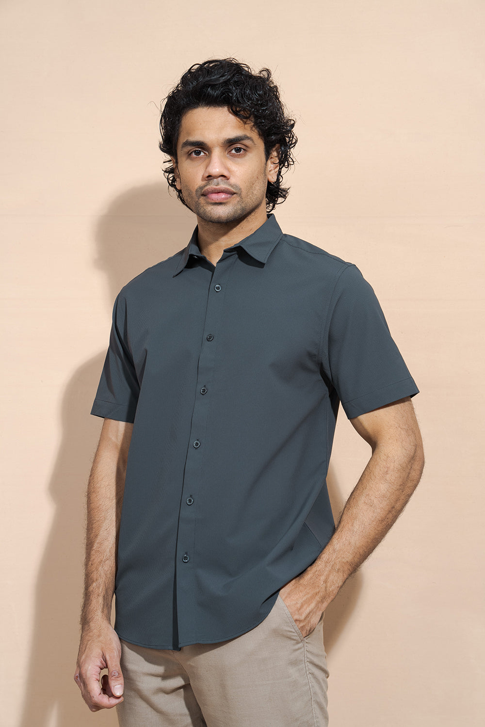 100% Cotton Regular Collar Short Sleeve Button-Down Shirt - COCO by Cotton Collection