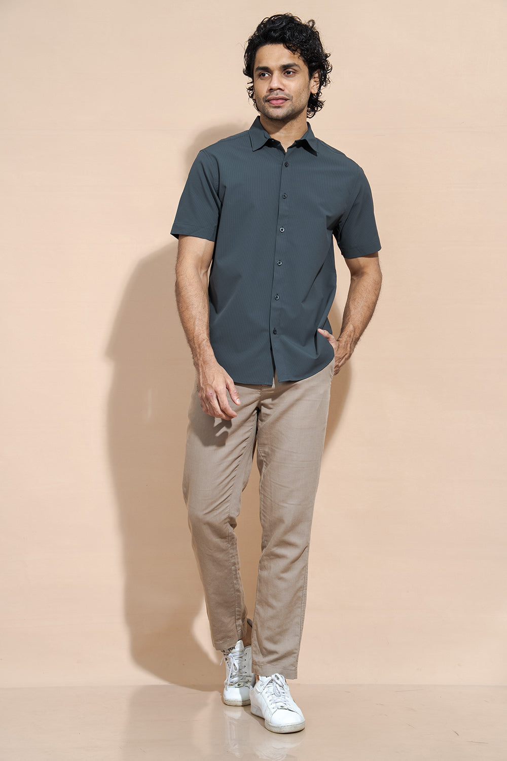 100% Cotton Regular Collar Short Sleeve Button-Down Shirt - COCO by Cotton Collection