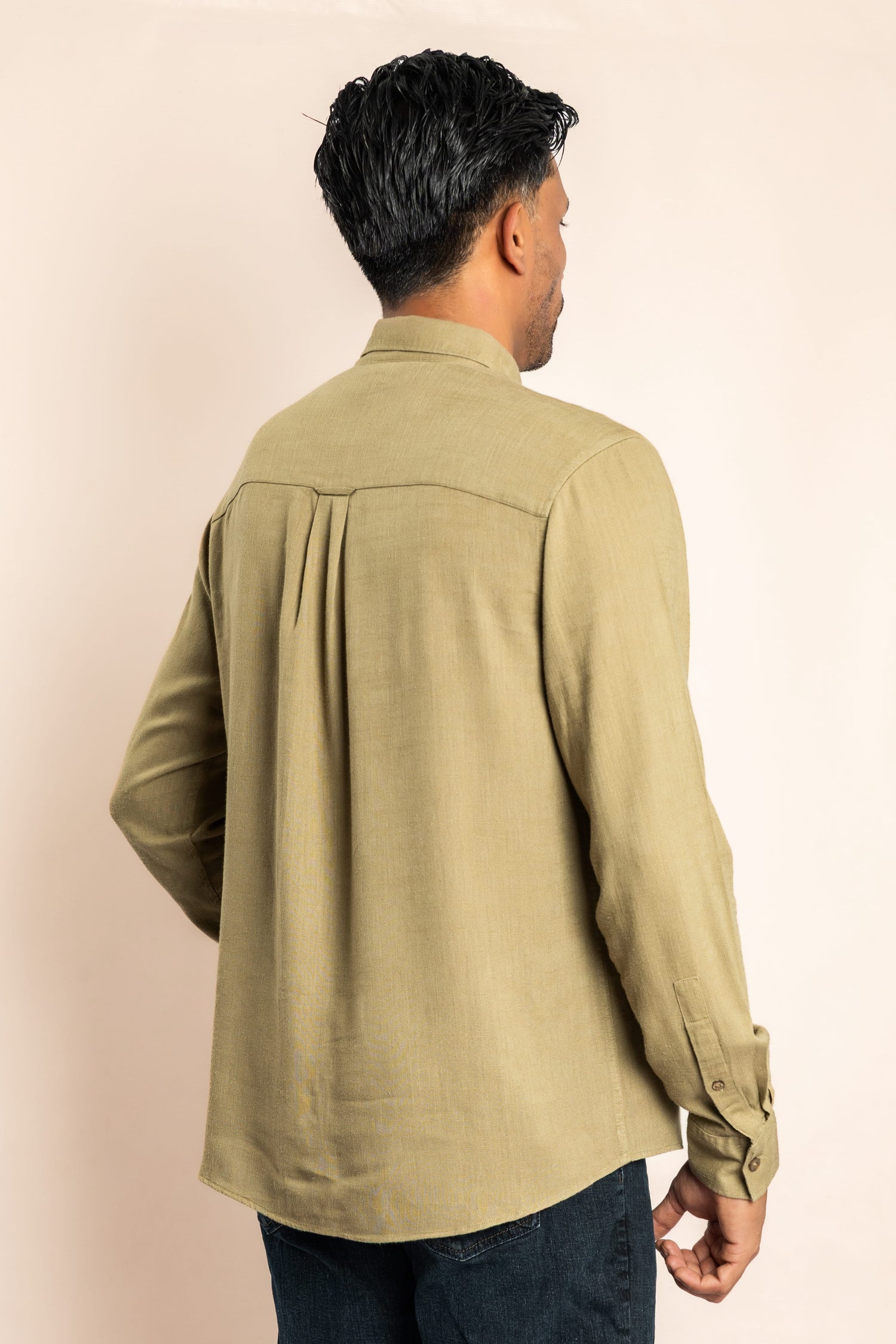 Rayon Blend Based Button Down Collar Shirt - Brown - COCO by Cotton Collection