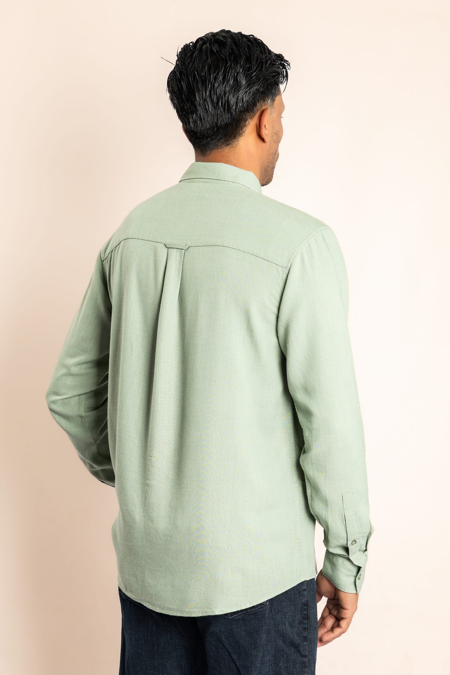 Viscose Blend Based Button Down Collar Shirt - Light Green - COCO by Cotton Collection