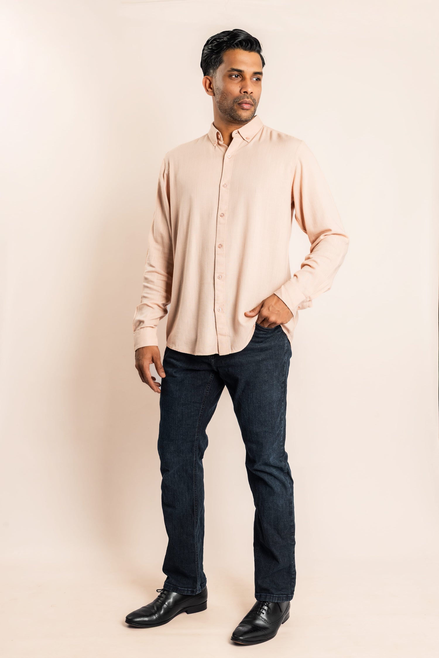 Viscose Blend Based Button Down Collar Shirt - Light Pink - COCO by Cotton Collection