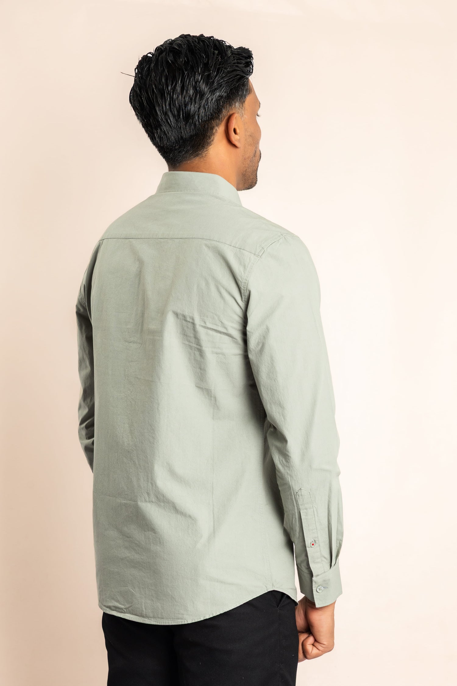 Cotton Based Button Down Collar Shirt - Olive Green - COCO by Cotton Collection