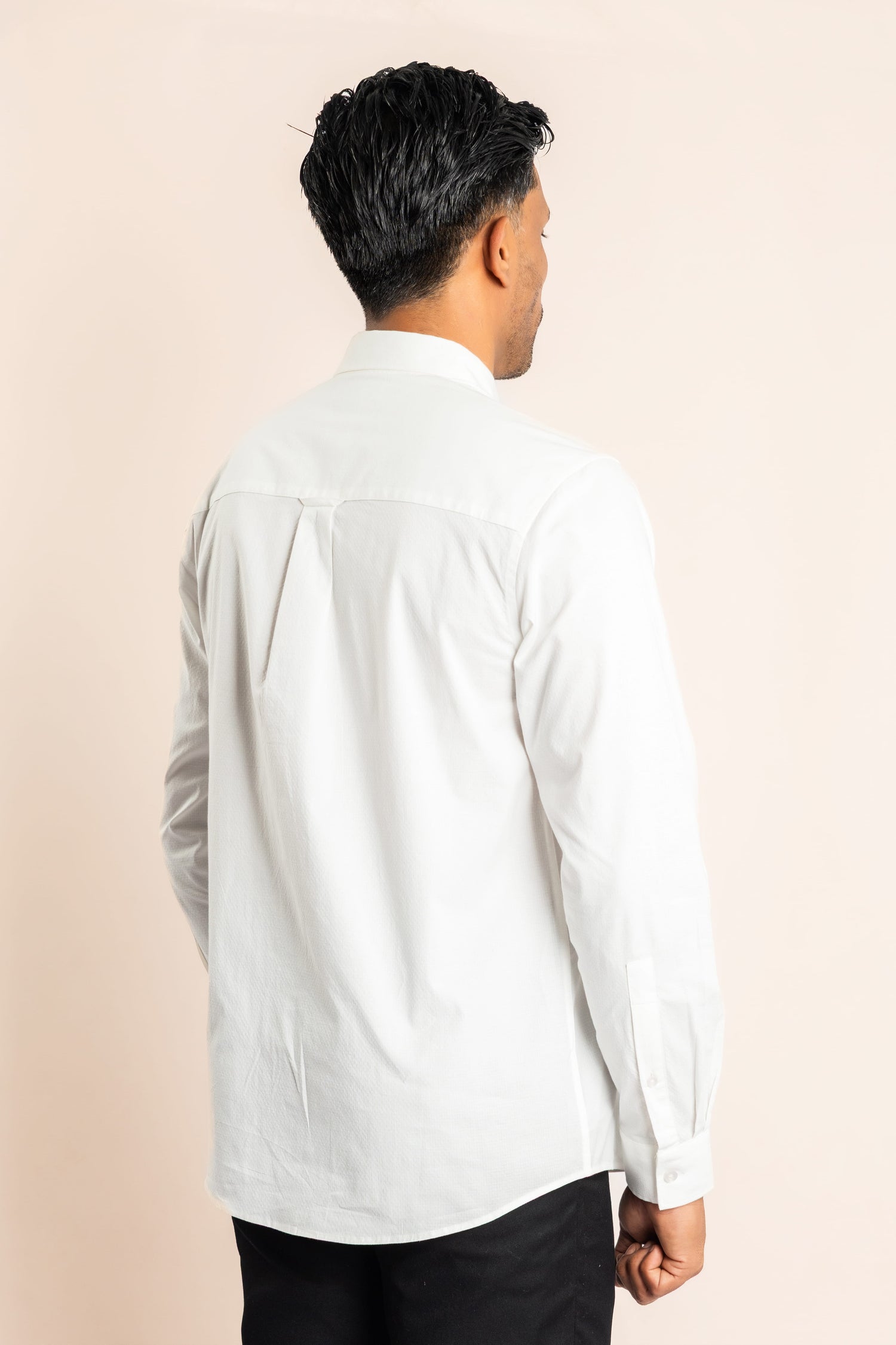 Cotton Based Button Down Collar Shirt - White - COCO by Cotton Collection